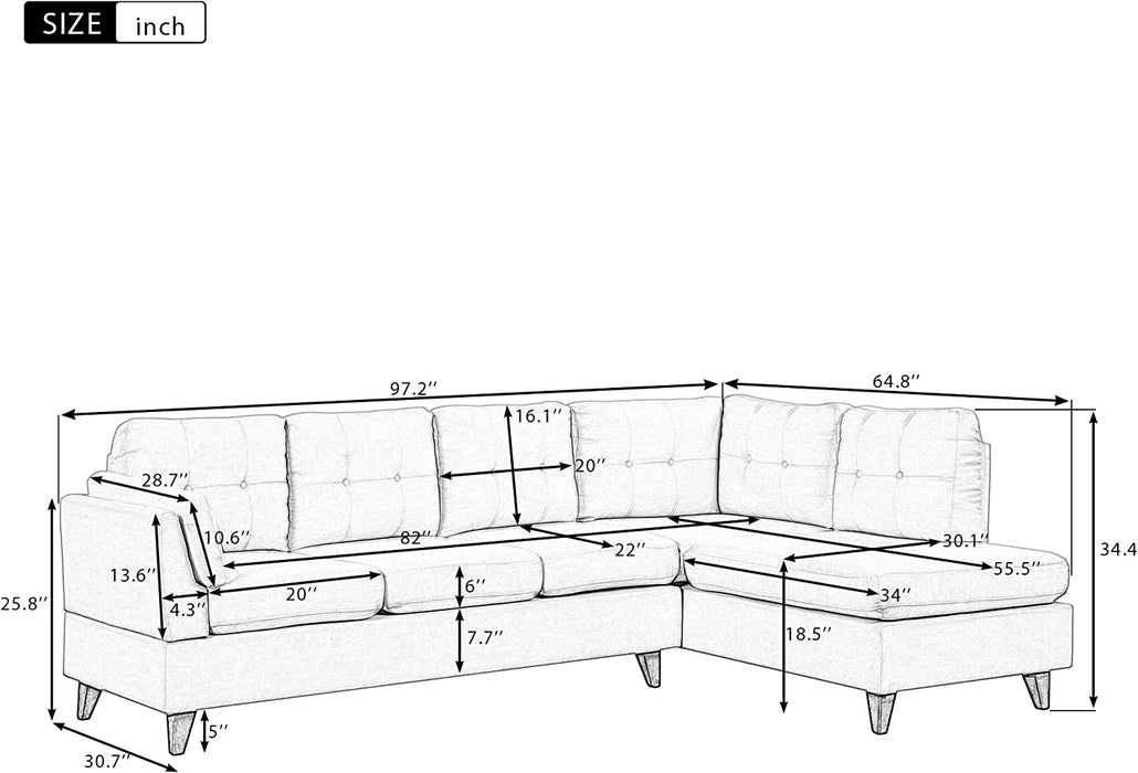 Gray L-Shaped Modular Sectional Sofa