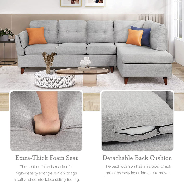 Gray L-Shaped Modular Sectional Sofa