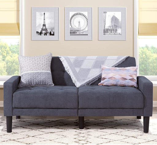 Small Modern Fabric Loveseat Couch (Dark Grey)