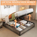 Lift up Storage Bed, Full Bed Frame with Storage Underneath, Wooden Platform Bed Frame, Solid Wood Slats Support, No Fixed Headboard, No Box Spring Needed, Rustic Grey