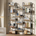 Triple Column 5 Tier Bookshelf, Industrial Large Bookcase Display Shelves, Large Etagere Bookshelf,Wide Book Shelf Book Case for Home & Office, Rustic Brown