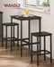 Bar Table and Chairs Set, Square Table with 2 Stools, Dining Pub Set for 2, Space Saving for Kitchen Breakfast, Living Room, Party Room, Ebony Black and Ink Black