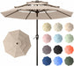 10Ft Patio Umbrella, 3 Tier Outdoor Market Table Umbrellas with 8 Fiberglass Ribs and Push Button Tilt, Windproof, Vented Canopy, UV Protection for Deck, Pool, Backyard
