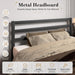 Full Size Metal Bed Frame with Headboard, Metal Slats, Black