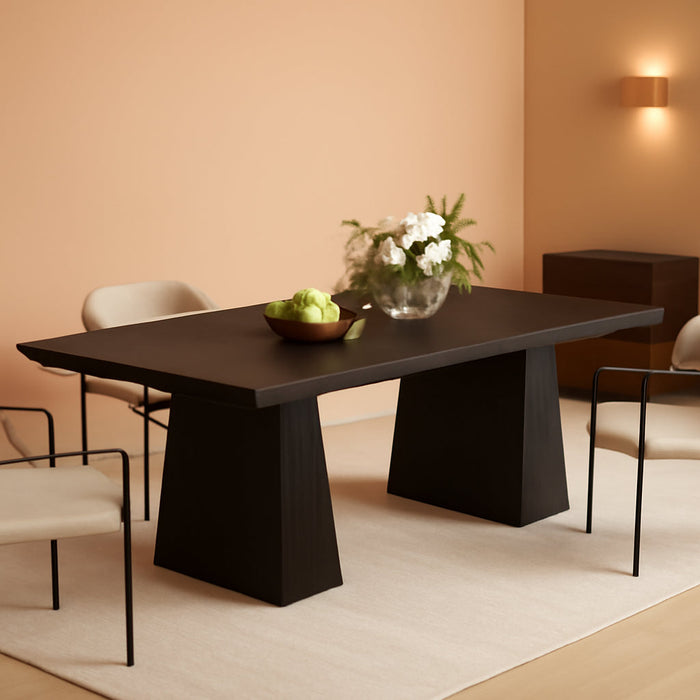 63-Inch Black Dining Table for 4-6, Modern Kitchen Table with Sturdy Tapered Wood Legs, Rectangular Dinner Table with Large Tabletop for Dining Room, Kitchen, Living Room,Black