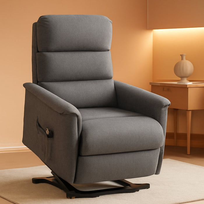 Power Lift Recliner Chair for Elderly, Easy Assembly, Fabric Lift Chair for Adults, Recliner Sofa with Remote Control, Side Pockets for Living Room, Gray