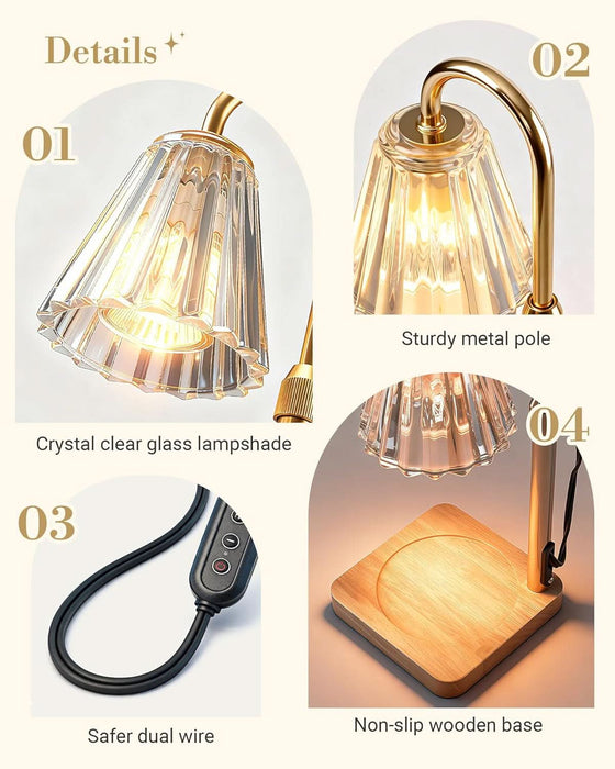 Candle Warmer Lamp for Yankee Candles, Christmas Birthday Gifts for Mom Women Sister Her, House Warming Gifts, Thanksgiving Decorations for Office Room Home Decor, Clear Wax Warmer with Timer
