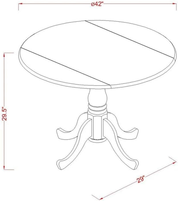 DLT-BLK-TP Dublin Modern Kitchen Table - a round Dining Table Top with Dropleaf & Pedestal Base, 42X42 Inch, Black