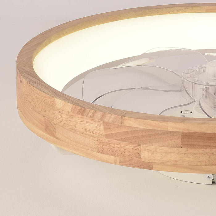 20'' Low Profile Ceiling Fans with Lights Modern Flush Mount Wood Ceiling Fan and Remote Dimmable LED