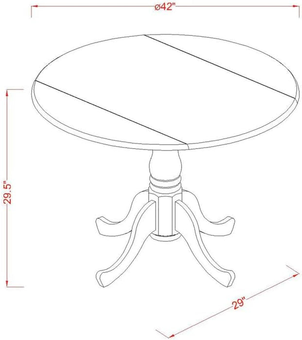 DMT-LWH-TP Dublin Modern Kitchen Table - a round Dining Table Top with Dropleaf & Pedestal Base, 42X42 Inch, Linen White