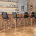 Swivel Bar Stools Set of 3, 26 Inch Bar Height Barstools with Arms and High Back, Upholstered PU Leather Counter Height Stools with Bentwood Wood Frame and Legs for Kitchen Island, Black