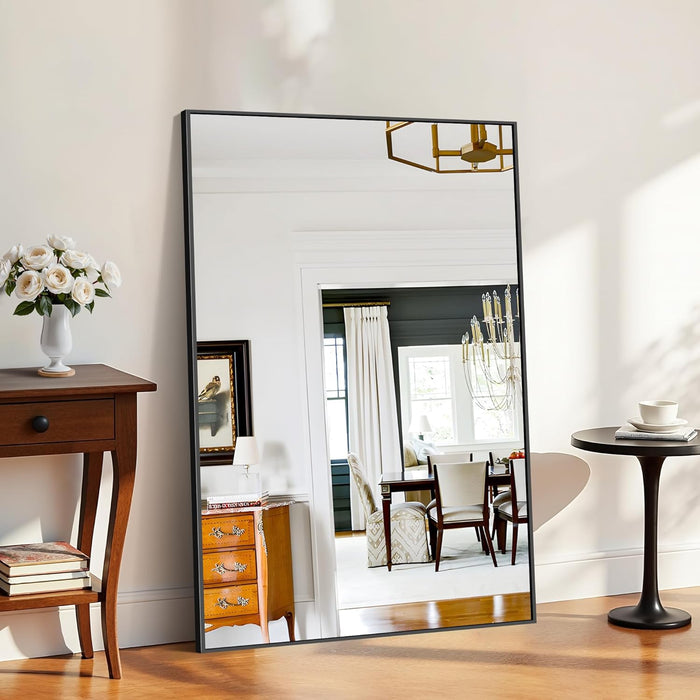 60X40 Inch Large Black Wall Mounted Mirror,Aluminum Framed Decorative Rectangular Bathroom Mirror for Wall over Sink,Vanity Mirror for Bedroom Living Room Bathroom,Functional Oversized Mirror