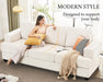 Beige Chenille Sofa with Deep Seats