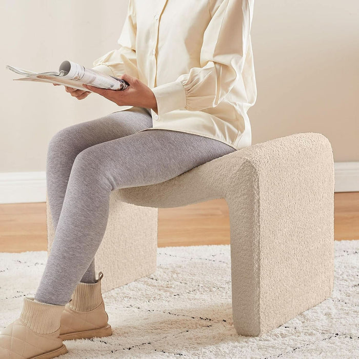 Large Footstool Ottoman, Multi-Functional Modern Foot Stool, Sofa Footrest Extra Seating for Living Room, Entryway, Hallways and Bedrooms, Large, Camel