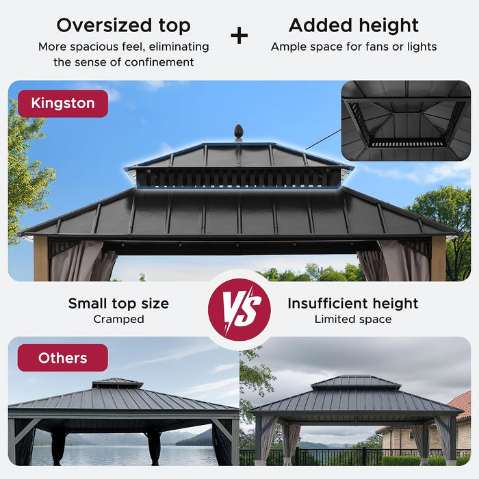 12X10 Weatherproof Cedar Wood Gazebo Galvanized Roof