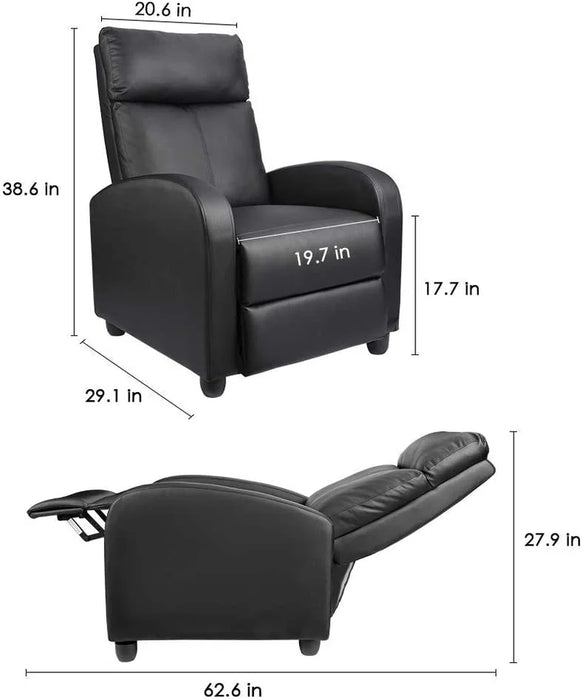 Massage Recliner Chair Single Sofa Chair Small Recliner Home Theater Seating PU Leather Living Room Sofa,Black