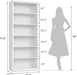Bookcase and Bookshelves, 28" W Tall Bookshelf, White | Elegant Design, 6 Tiers Spacious Book Storage, Freestanding Book Organizer, Display Library Shelf