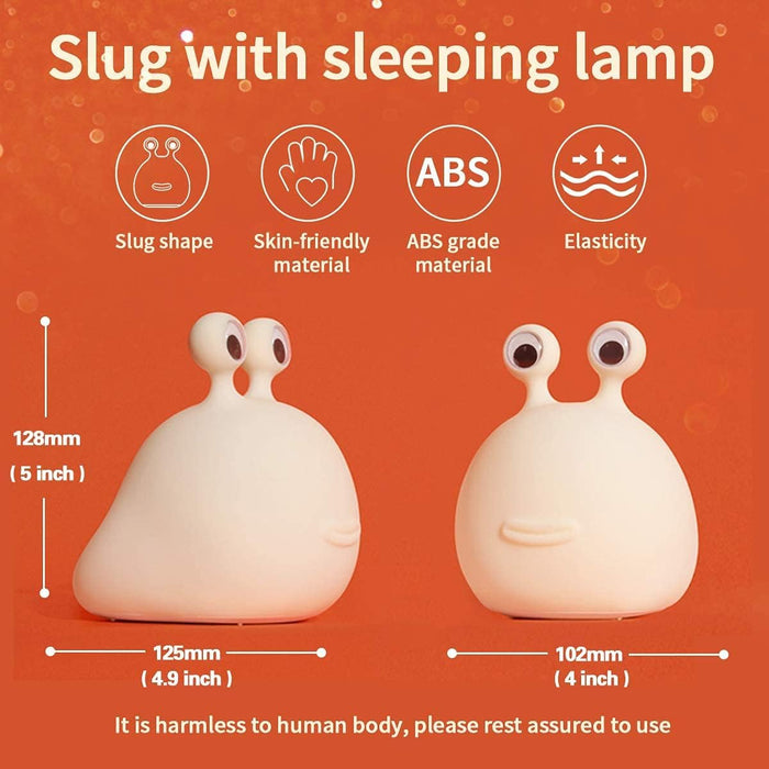 Original Authentic Slug Night Light, Nursery Squishy Lamp, Silicone Light for Classroom, Cute Animal Bedside Lamp for Baby Kids Teens, Soft Light for Bedroom Breastfeeding.