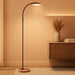 Litespan Slim LED Floor Lamp - Modern Reading Light over Chair for Living Rooms & Offices, Tall with Adjustable Gooseneck, Crafts Work Light, Dimmable Standing for Bedroom - Wood