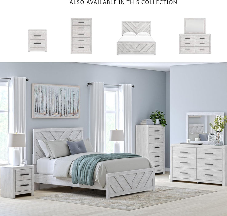 Signature Design by Ashley Cayboni Farmhouse Queen Panel Bed, Foundation or Box Spring Needed, Whitewash