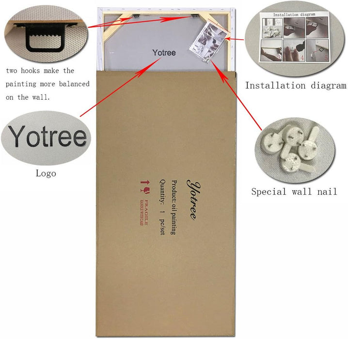 Paintings, 24X48 Inch Paintings Peacock with Tree Oil Hand Painting Painting 3D Hand-Painted on Canvas Abstract Artwork Art Wood inside Framed Hanging Wall Decoration Abstract Painting