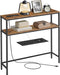 Console Table with Power Outlet, 2-Tier Narrow Sofa Table with 2 Shelves, 7.9 X 31.5 X 31.5 Inches, for Living Room, Hallway, Entryway, Rustic Brown and Ink Black ULNT135K01