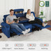 87.2'' Wall Hugger Power Recliner Sofa with Drop down Table, Reclining Sofa with Adjustable Headrest, USB Charge Ports, Reading Lamp, for Living Room, Rvs, Fabric, ST258M3 (3-Seater, Navy Blue) | Zero Wall Hugger