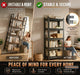 5 Tier Heavy Duty Metal Bookshelf with Adjustable Storage Shelf | Adjustable Boltless Industrial Black Bookcase, Reinforced Steel Frame Anti-Tip 72" Tall Bookcase for Home Office Living Room