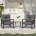 3 Pieces Rocking Bistro Set, Outdoor Patio Furniture Set with Thick Cushions and Coffee Table, Patio Conversation Sets for Garden, Balcony, Backyard, Grey