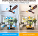 52 Inch Ceiling Fan without Lights, Walnut Finish | Outdoor Ceiling Fan with Remote, 6-Speed Adjustable Reversible DC Motor for Patio & Living Room