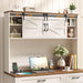 Farmhouse 67" H Executive Desk with Hutch,Computer Desk with Charging Station,Office Table with LED Light and 4 Drawers,File Drawers and Storage Cabinet,Workstation for Home Office.Unique White