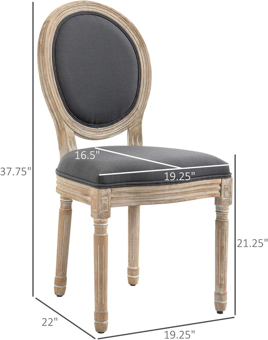 Upholstered Dining Chair Set of 2, French-Style Armless Accent Chairs with Back and Thick Padding, Gray