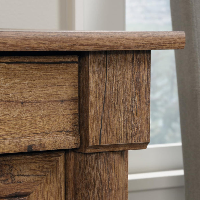 Palladia Computer Desk with Drawers, Home Office Desk with File Cabinet Storage Drawer, Cable Management, Keyboard Tray, in Vintage Oak Finish