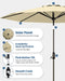 Patio Umbrella with Lights, 8 Ribs Outdoor Market Table Umbrella for Pool, Deck, Backyard (Beige, 9 Ft)