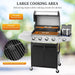 4-Burner Propane Gas BBQ Grill with Side Burner & Porcelain-Enameled Cast Iron Grates Built-In Thermometer, 49,000 BTU Outdoor Cooking, Patio, Garden Barbecue Grill, Black and Silver