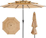 9FT 3-Tier Patio Umbrella, Vented Outdoor Market Table Umbrella | 5-Year Fade Resistant Commercial Canopy with UPF50+ UV Protection. Push Button Tilt & Crank for Pool, Backyard, Deck Shade