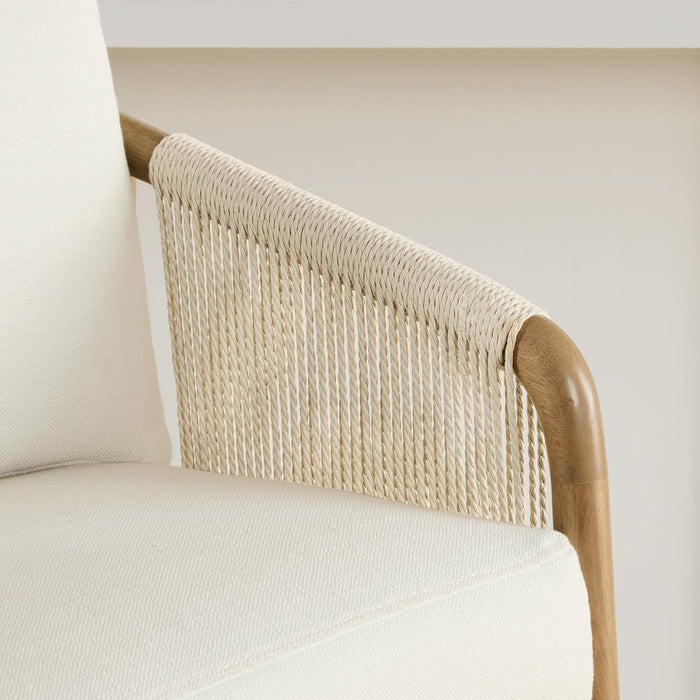 Paper Cord Braid Counter Height Barstools Set of 2, Fabric Upholstered Woven Rope Counter Stools with Back and Armrest for Kitchen Island Home Bar, 27" Seat Height, Cream