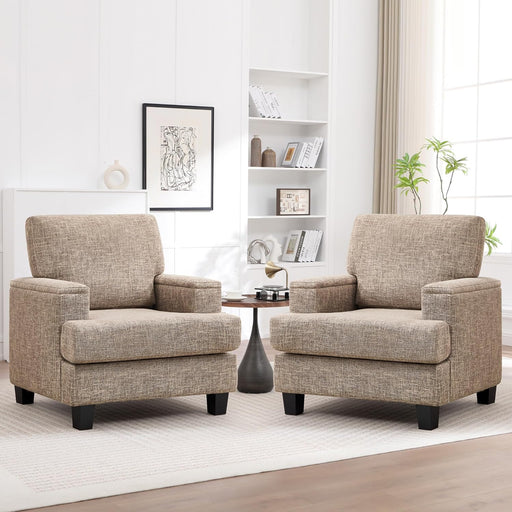 Yellowish Brown Accent Chairs With Armrest Storage