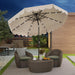 9 FT Solar Patio Umbrella, 2-Tiers Scalloped Outdoor Table Market Umbrella with 24 LED Lights, Vented Top, Tilt Adjustment, Crank, 8 Ribs for Backyard Poolside Deck Beach Lawn (Beige)