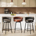 26" Counter Height Bar Stools Set of 3, Premium Faux Leather Barstools | Upholstered 360°Swivel Bar Chairs with Woven Backs Support & Heavy Duty Metal Legs for Kitchen Counter, Easy Assembly, Black