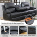 Living Room Furniture Set Leather Recliner Sofa Set Loveseat Chair Furniture Sofa Set for Living Room/Small Space/Rv/House/Office/Theater Seating (A-Black Leather, Sofa(3Seater))