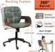 Mid Century Modern Desk Chair, Faux Leather Office Chair with Walnut Finish