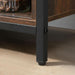 Industrial Farmhouse Buffet Cabinet, Kitchen Sideboard with Sliding Barn Doors, Three Drawers and Adjustable Shelves for Living Room, Rustic Brown
