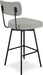 Giselle Swivel Bar Stools (Set of 2) - 29 Inch Seat Height Upholstered Metal Chairs in Light Grey Polyester Linen, Contemporary Seating for Kitchen or Bar with Cushioned Seat and Back