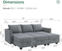 Bluish Grey Transformable Sleeper Sofa With Storage