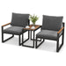 3 Pieces Aluminum Frame Weatherproof Outdoor Conversation Set with Soft Cushions