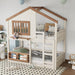 Twin Bunk Bed With Bookshelves Beige LinenFinishPremium