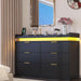 6 Drawer Dresser for Bedroom, Black Dresser with LED Lights and Power Outlet, Modern Chest of Drawers for Closet, Double Wide Drawer Organizer Cabinet for Bedroom, Living Room, Entryway, Hallway