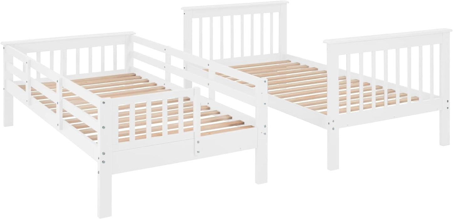 Twin over Twin Bunk Bed with Stairs, Solid Wood Bunk Bed Frame with Storage for Kids Teens Adults Bedroom Dorm - White