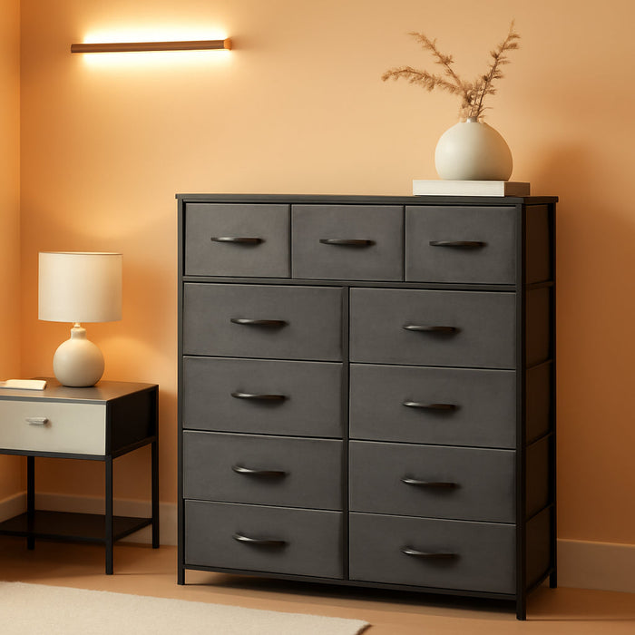 9 Drawers Dresser for Bedroom, Fabric Storage Tower for Living Room, Entryway - Sturdy Steel Frame, Wooden Top & Easy Pull Fabric Bins